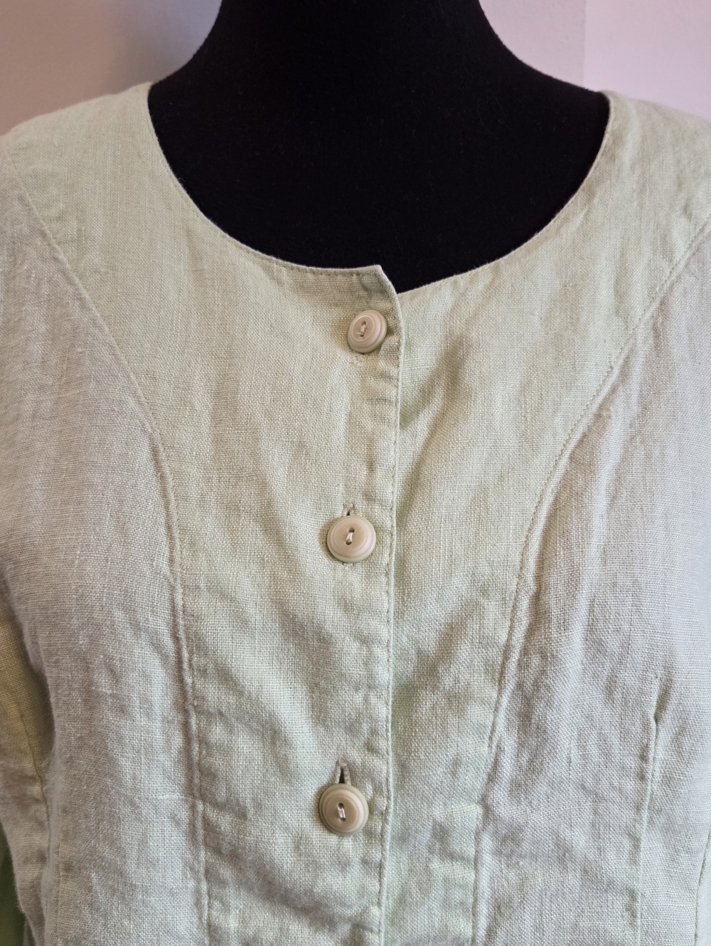 FLAX Linen Lime Green Button Front Jacket Shirt Small - Picture 2 of 8